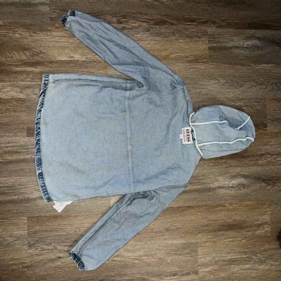 Vintage Guess Denim Quarter zip Pullover Sz Large Light Wash 80s/90s - Picture 10 of 14